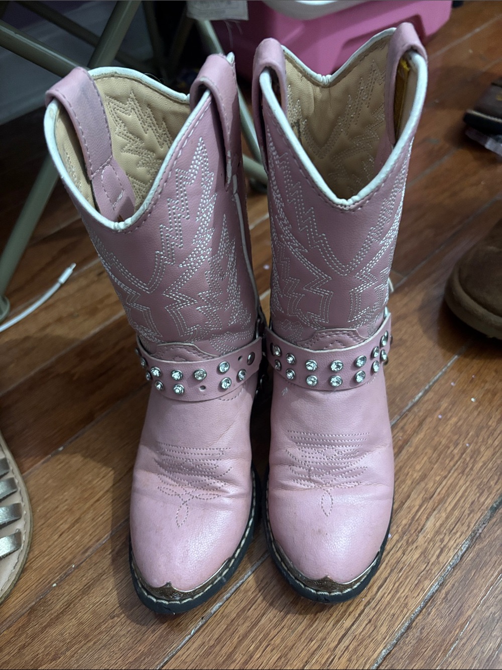 Pink Girls Studded Western Boots